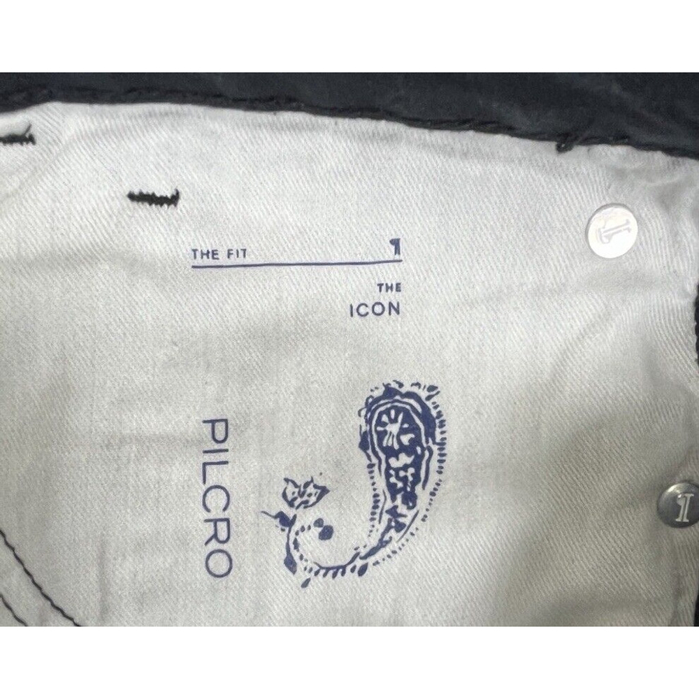 Anthropologie Pilcro Black Cropped Jeans Size 31 The Icon Raw Hem Bronze Studded - Picture 5 of 16